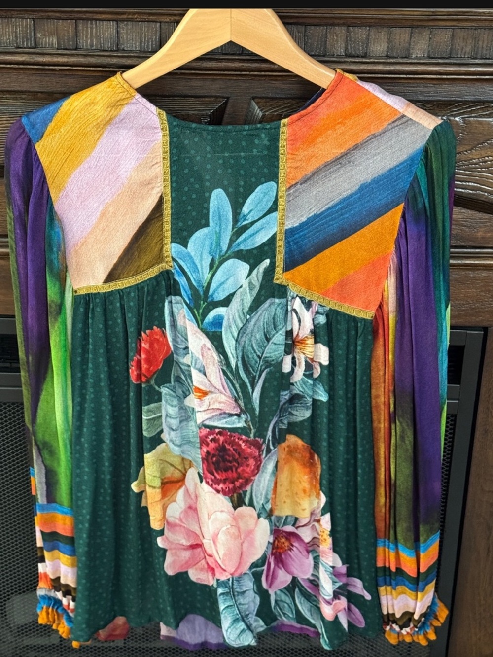 Anthropologie Multicolor Floral Patchwork Blouse